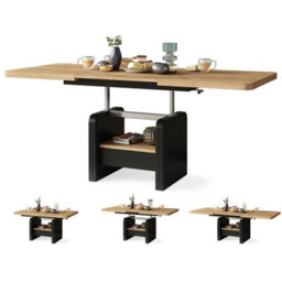 Heze Furniture Lotta 2 In 1 Extending Coffee / Dining Table 120-180Cm - Golden Craft Oak / Black - thumbnail 9