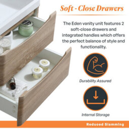 Plum&clay Eden Light Oak Floorstanding Vanity Unit With Grey Glass Basin (W)600mm - thumbnail 6