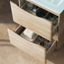 Plum&clay Eden Light Oak Floorstanding Vanity Unit With Grey Glass Basin (W)600mm - thumbnail 3