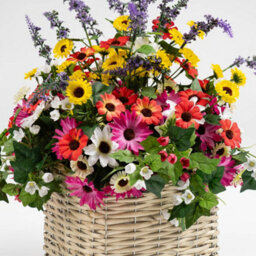 Scottish Everlastings Ltd. Scottish Everlastings 52Cm Artificial Mixed Floral Arrangement With Wicker Basket - thumbnail 2