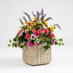 Scottish Everlastings Ltd. Scottish Everlastings 52Cm Artificial Mixed Floral Arrangement With Wicker Basket - thumbnail 3