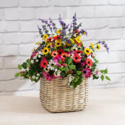 Scottish Everlastings Ltd. Scottish Everlastings 52Cm Artificial Mixed Floral Arrangement With Wicker Basket