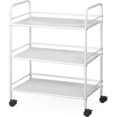 White Metal 75Cmx32Cmx60Cm Heavy Duty Metal 3 Tier Side Trolley Cart Shelf Rack Beauty Salon Bbq Hotpot - image 1