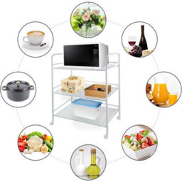 White Metal 75Cmx32Cmx60Cm Heavy Duty Metal 3 Tier Side Trolley Cart Shelf Rack Beauty Salon Bbq Hotpot - thumbnail 3