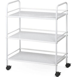 White Metal 75Cmx32Cmx60Cm Heavy Duty Metal 3 Tier Side Trolley Cart Shelf Rack Beauty Salon Bbq Hotpot - thumbnail 1