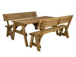 Arbor Garden Solutions Victoria Wooden Picnic Bench And Table Set, Outdoor Dining Set With Backrest (5Ft, Rustic Brown) - thumbnail 1