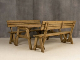 Arbor Garden Solutions Victoria Wooden Picnic Bench And Table Set, Outdoor Dining Set With Backrest (5Ft, Rustic Brown) - thumbnail 3