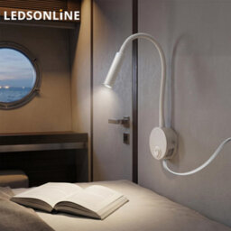 Amorly Black Wall-Mounted Bedside Reading Light, 30 Focused Beam Gooseneck Lamp, Headboard & Wooden Board Sconce, Ac 100-240V - thumbnail 3