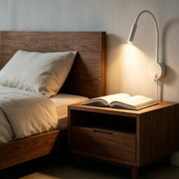 Amorly Black Wall-Mounted Bedside Reading Light, 30 Focused Beam Gooseneck Lamp, Headboard & Wooden Board Sconce, Ac 100-240V - thumbnail 5