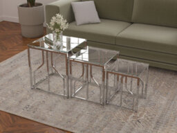 Bella Clear Chrome-Style Tempered Glass Nest Of Tables  Handmade Uk By Footstools Direct - thumbnail 2