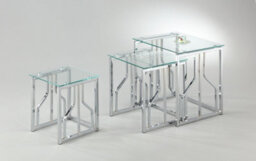 Bella Clear Chrome-Style Tempered Glass Nest Of Tables  Handmade Uk By Footstools Direct