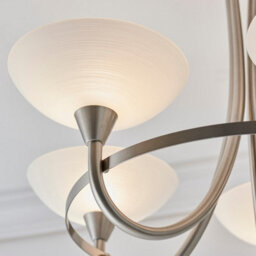 Luminosa Lighting Luminosa Cagney 5 Light Semi Flush Multi Arm Ceiling Light Satin Chrome, White Painted Glass With Faint Line Pattern, G9 - thumbnail 5