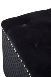 Premier Housewares Interiors By Premier Square Black Velvet Ottoman, Stylish Padded Velvet Footstool, Compact Upholstered Pouffe For Living Room - thumbnail 2