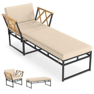 2 Pieces Patio Furniture Set Outdoor Metal Chaise Lounge Chair - image 1