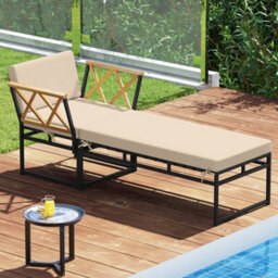 2 Pieces Patio Furniture Set Outdoor Metal Chaise Lounge Chair - thumbnail 3