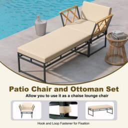 2 Pieces Patio Furniture Set Outdoor Metal Chaise Lounge Chair - thumbnail 6