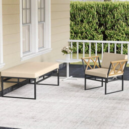 2 Pieces Patio Furniture Set Outdoor Metal Chaise Lounge Chair - thumbnail 4