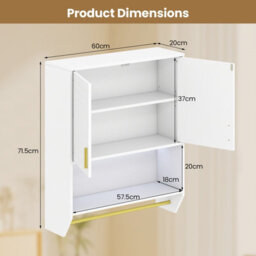 Costway Wall Mounted Bathroom Cabinet Over The Toilet Storage Cabinet With Lights-White - thumbnail 3