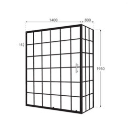 Homestylestore Black Grid Sliding Door Corner Shower Enclosure And Light Grey Slate Effect Tray 1400 X 800mm - thumbnail 4