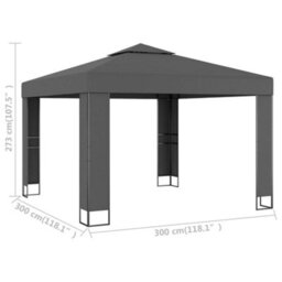 Berkfield Gazebo With Double Roof 3X3 M Anthracite - thumbnail 4