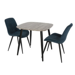 Core Products Aspen Grey Oak Effect 80Cm Square Dining Table With 2 Blue Cord Fabric Diamond Stitch Design Chairs - thumbnail 8