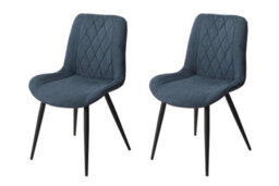 Core Products Aspen Grey Oak Effect 80Cm Square Dining Table With 2 Blue Cord Fabric Diamond Stitch Design Chairs - thumbnail 3
