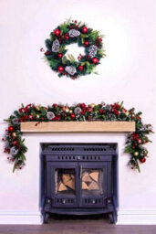 Christmas Tree World 180Cm Decorated Mixed Pine Garland With Red & Gold Baubles - thumbnail 3