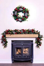 Christmas Tree World 180Cm Decorated Mixed Pine Garland With Red & Gold Baubles - thumbnail 2