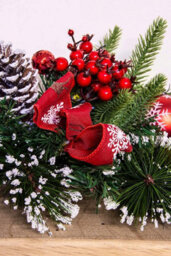 Christmas Tree World 180Cm Decorated Mixed Pine Garland With Red & Gold Baubles - thumbnail 4