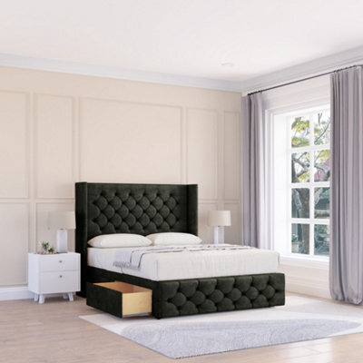 "Sloomy Luthor Dumfries Memory Foam Bed Set ,no Drawers, Mattress & 54"" Wingback Headboard With 12"" Footboard - King" - image 1