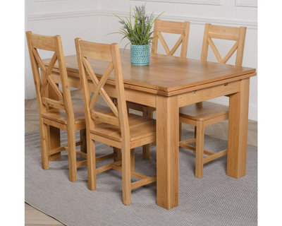 That's Furniture Richmond 140Cm - 220Cm Oak Extending Dining Table And 4 Chairs Dining Set With Berkeley Chairs - image 1