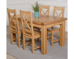 That's Furniture Richmond 140Cm - 220Cm Oak Extending Dining Table And 4 Chairs Dining Set With Berkeley Chairs - thumbnail 1