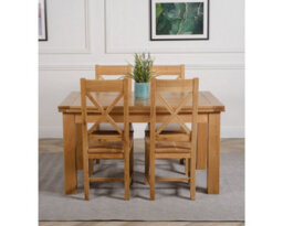 That's Furniture Richmond 140Cm - 220Cm Oak Extending Dining Table And 4 Chairs Dining Set With Berkeley Chairs - thumbnail 2