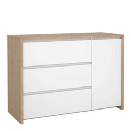 Wyld Haus Salzburg Sideboard White And Natural Oak Effect 1 Door 3 Drawers - thumbnail 2