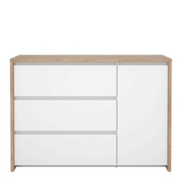 Wyld Haus Salzburg Sideboard White And Natural Oak Effect 1 Door 3 Drawers - thumbnail 3