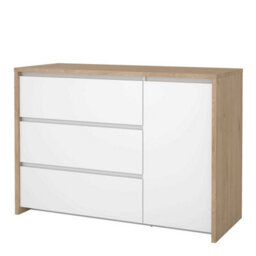Wyld Haus Salzburg Sideboard White And Natural Oak Effect 1 Door 3 Drawers - thumbnail 4
