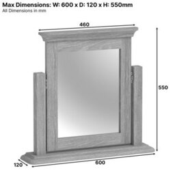 The Furniture Market French Chateau Dark Oak Vanity Mirror Adjustable Solid Oak Dressing Table Mirror Bedroom Mirror Vanity Mirror - thumbnail 9