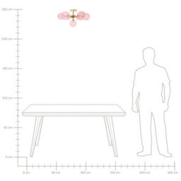 Beliani Living Seven-Light Pink And Gold Glass Iron Ceiling Light, 52Cm. - thumbnail 9