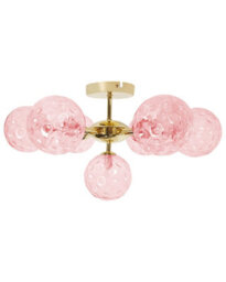 Beliani Living Seven-Light Pink And Gold Glass Iron Ceiling Light, 52Cm. - thumbnail 2
