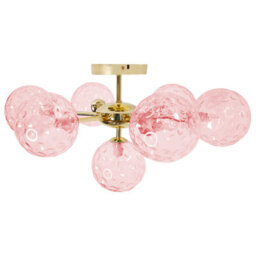 Beliani Living Seven-Light Pink And Gold Glass Iron Ceiling Light, 52Cm. - thumbnail 3