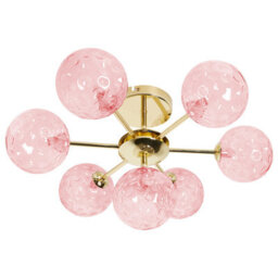 Beliani Living Seven-Light Pink And Gold Glass Iron Ceiling Light, 52Cm. - thumbnail 4