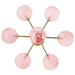 Beliani Living Seven-Light Pink And Gold Glass Iron Ceiling Light, 52Cm. - thumbnail 5