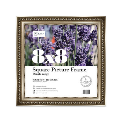 8X8 Gunmetal  Ornate Picture Frame (20.3 X 20.3Cm) Poster, Photo, Artwork, Gallery Wall Or Print - image 1