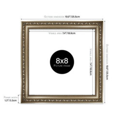 8X8 Gunmetal  Ornate Picture Frame (20.3 X 20.3Cm) Poster, Photo, Artwork, Gallery Wall Or Print - thumbnail 2