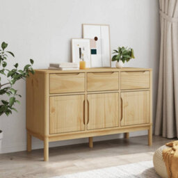 Berkfield Sideboard Floro Wax Brown 114X43X74 Cm Solid Wood Pine - thumbnail 3