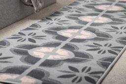 Bravich Hard Wearing Hessian Backed Stair Runner Kitchen Mat - Texas Pink & Grey Floral Tiles - 60X150Cm (2'x5') - thumbnail 8
