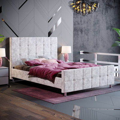 Lassic Vida Designs Valentina Crushed Velvet Silver Ukfr 4Ft6 Double Bed Frame, 190 X 135Cm - image 1