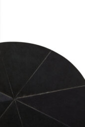 Orsina Round Side Table, Black Hair On Hide Leather Top, Gold Iron Geometric Frame, Modern Luxe Accent Table - thumbnail 3