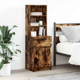 Berkfield Bedside Cabinet Smoked Oak 39X35X125 Cm Engineered Wood - thumbnail 1