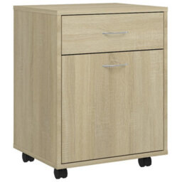 Vidaxl Rolling Cabinet Sonoma Oak 45X38X54 Cm Engineered Wood - thumbnail 2